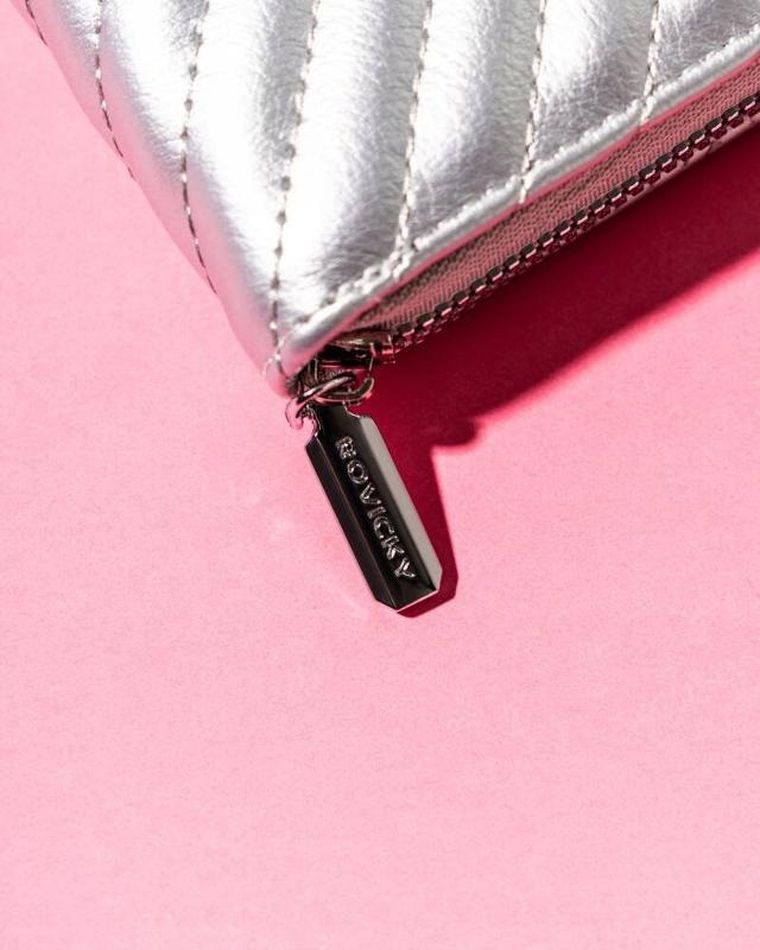 Portfel-piórnik, srebrny, skóra ekologiczna, Rovicky