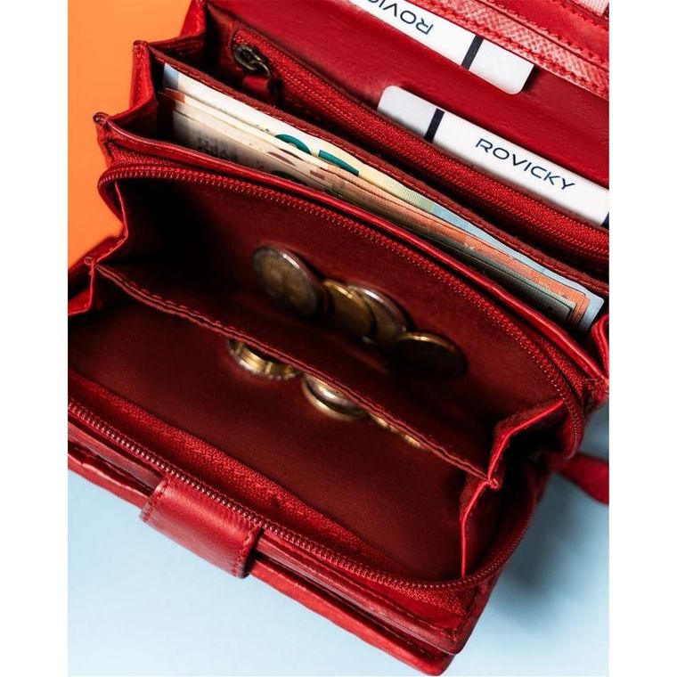 Portfel, pomarańczowy, skórzany, RFID, Rovicky