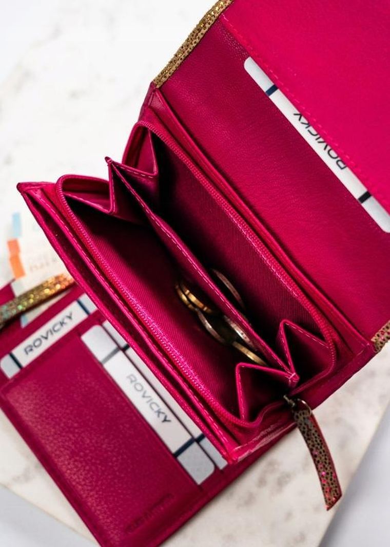 Portfel, różowy, skórzany, Rovicky