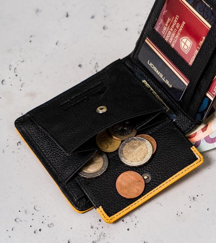 Portfel sportowy, czarny, skórzany, RFID, Peterson