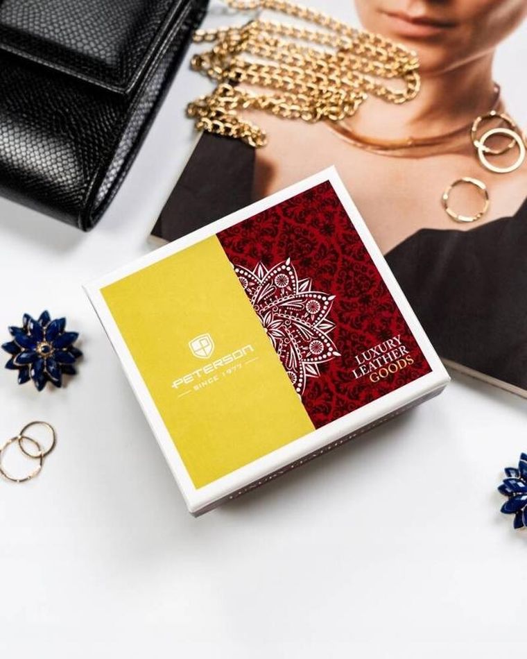 Portfel, srebrno-niebieski, skórzany, RFID, Peterson