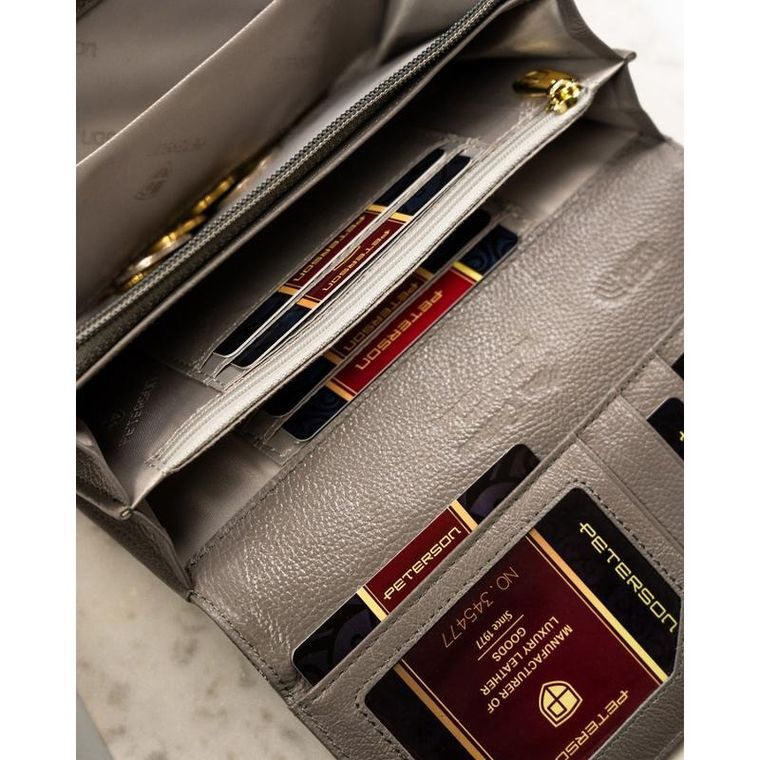 Portfel, srebrny, skórzany, Peterson