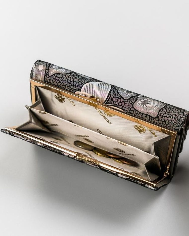 Portfel, szary, skórzany, Peterson