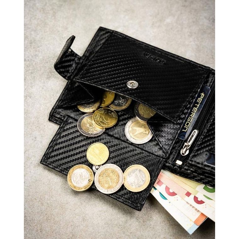 Portfel z brelokiem, czarny, skórzany, Peterson