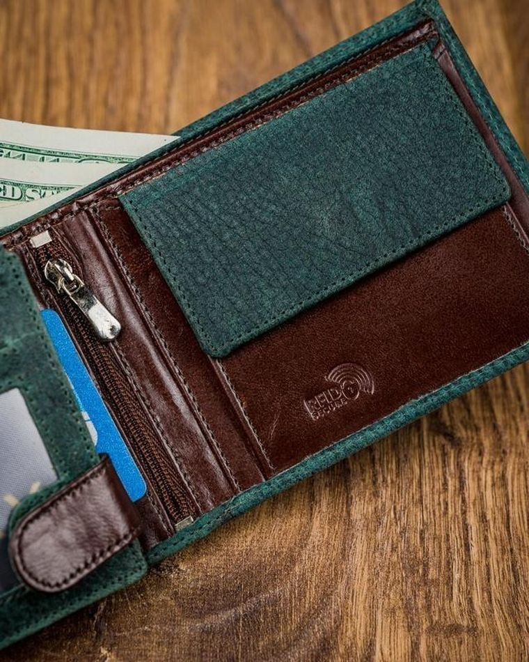 Portfel, zielony, skórzany, Forever Young