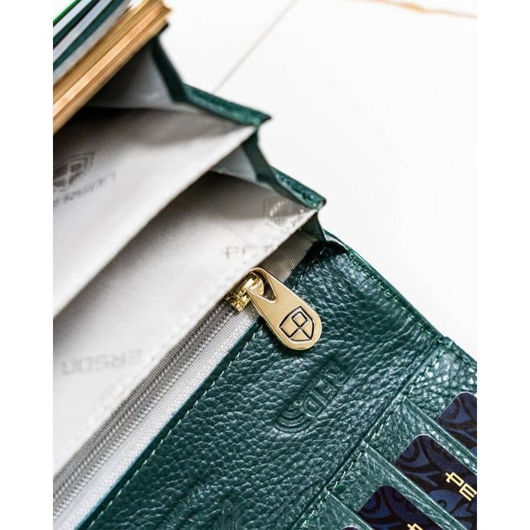 Portfel, zielony, skórzany, Peterson