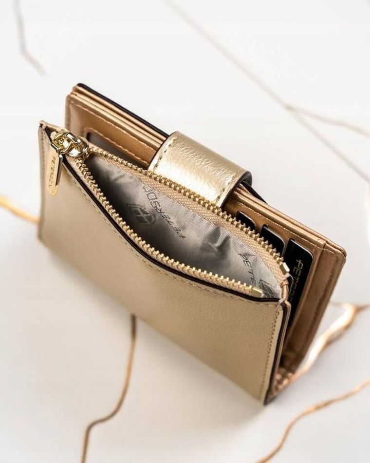 Portfel, złoty, skóra ekologiczna, Peterson