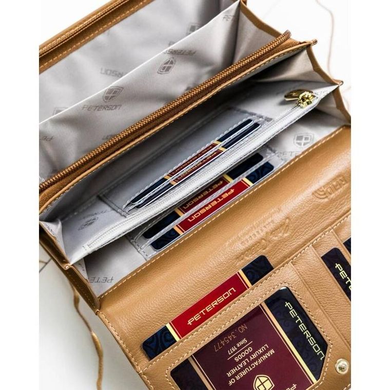 Portfel, złoty, skórzany, Peterson