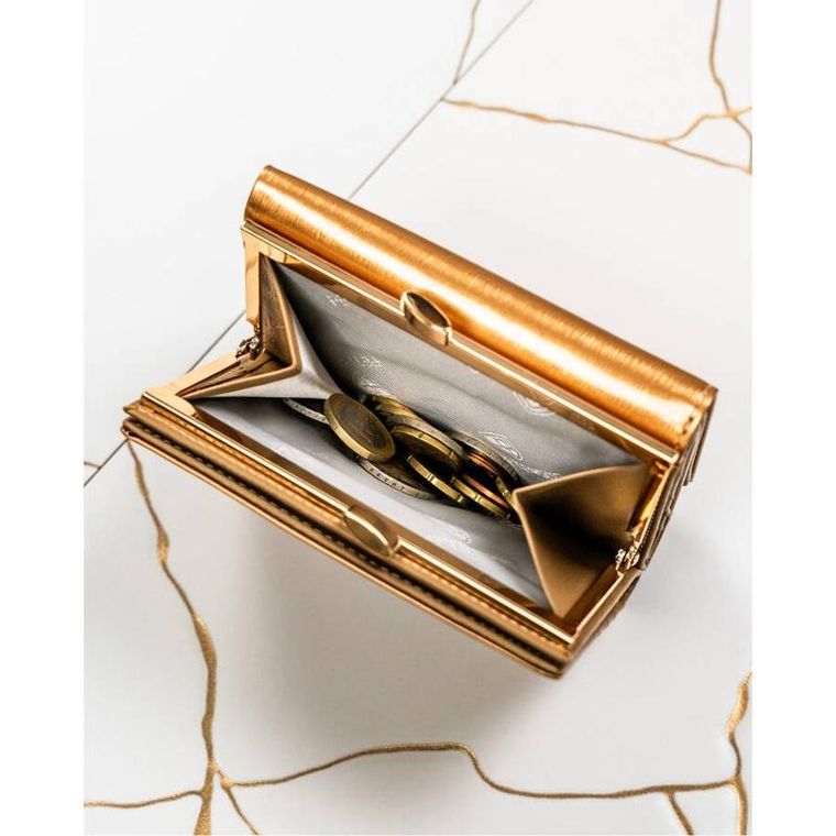 Portfel, złoty, skórzany, Peterson