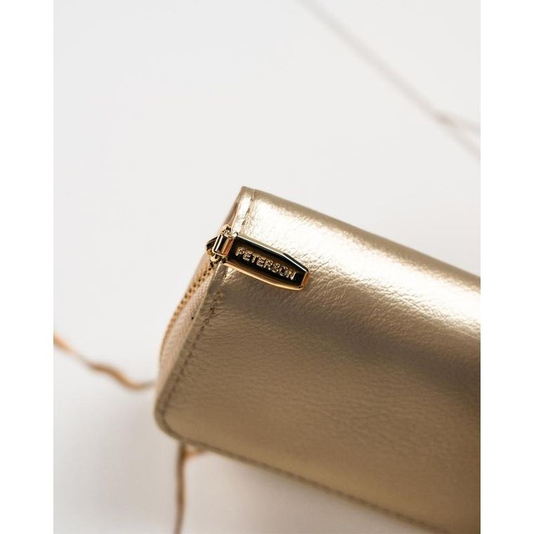 Portfel, złoty, skórzany, RFID, Peterson
