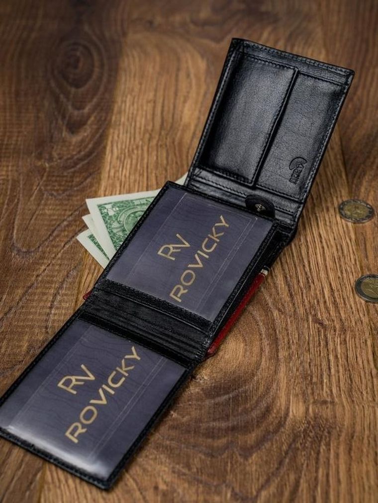 Poziomy portfel męski dwukolorowy ze skóry naturalnej HQ, Rovicky