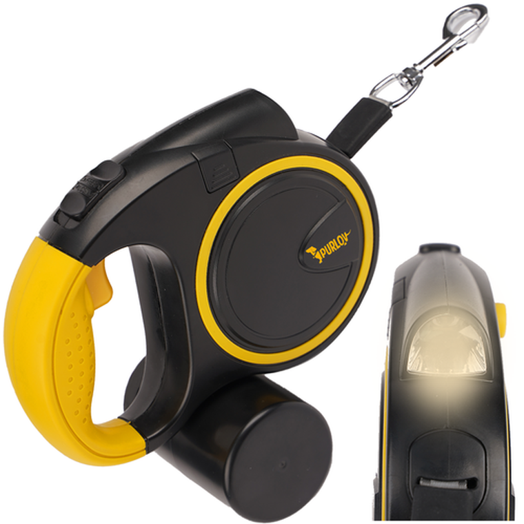 Purlov, smycz automatyczna z latarką, 5m