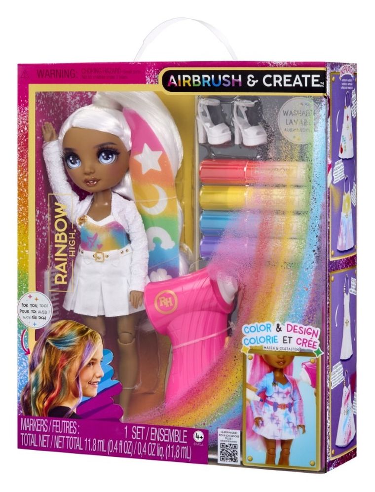 Rainbow High, Air Brush & Create, lalka modowa, Grey Eyes