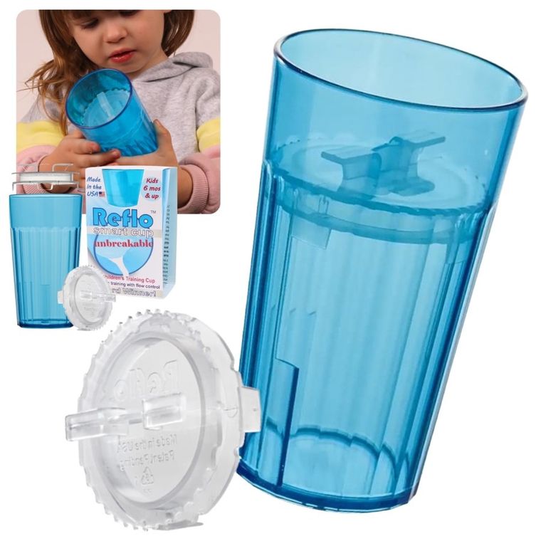 Reflo, kubek do nauki picia, niebieski, 280 ml