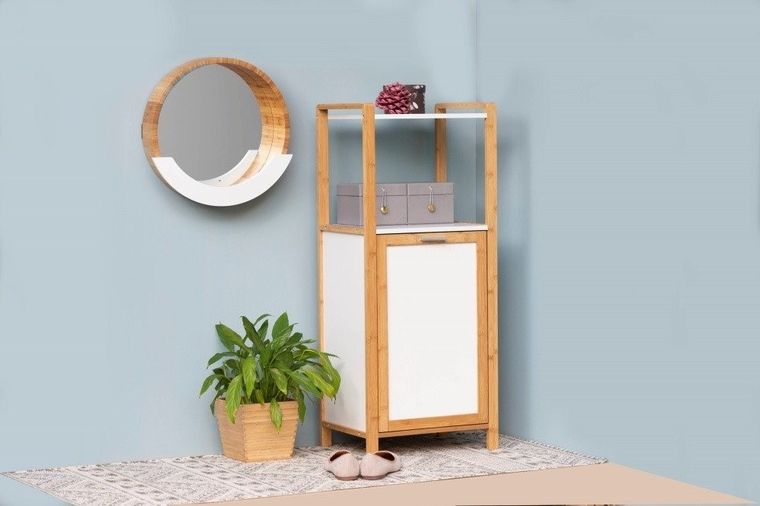 Regał z półką i koszem na pranie, Finja