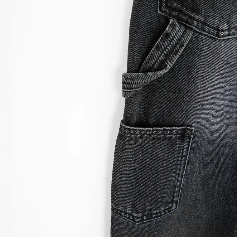 Regulowane grafitowe jeansy unisex o kroju super baggy NOWEAR