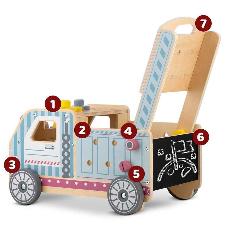 Ricokids, drewniany chodzik, pchacz z narzędziami