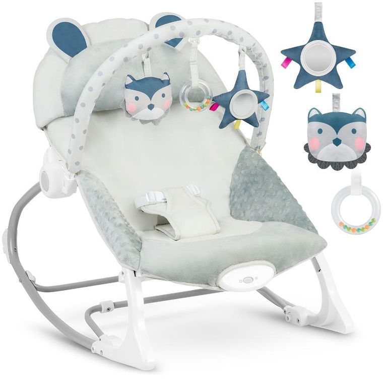 Ricokids, leżaczek bujaczek z wibracją, szary