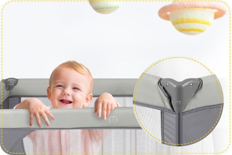 Ricokids, łóżeczko turystyczne, z materacem i torbą, ciemnoszare