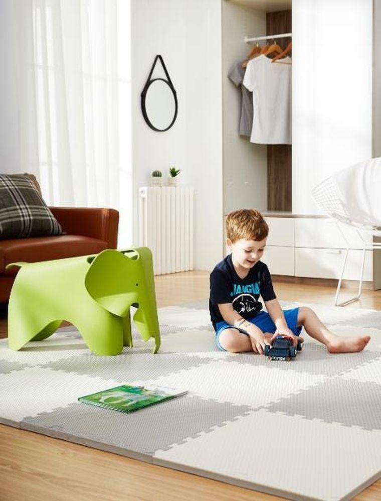 Ricokids, mata piankowa, puzzle, biało-szare, 4 elementy, 60-60 cm