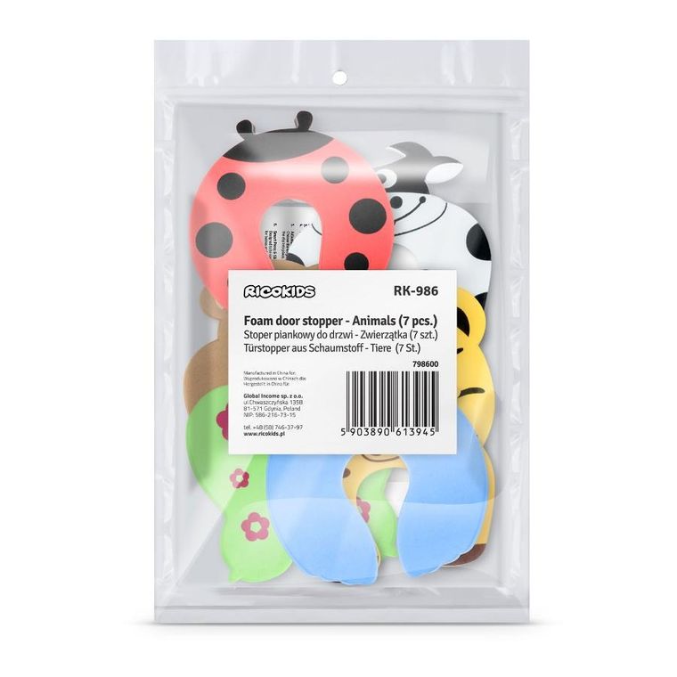 Ricokids, stoper do drzwi, zwierzaki, 7 szt.