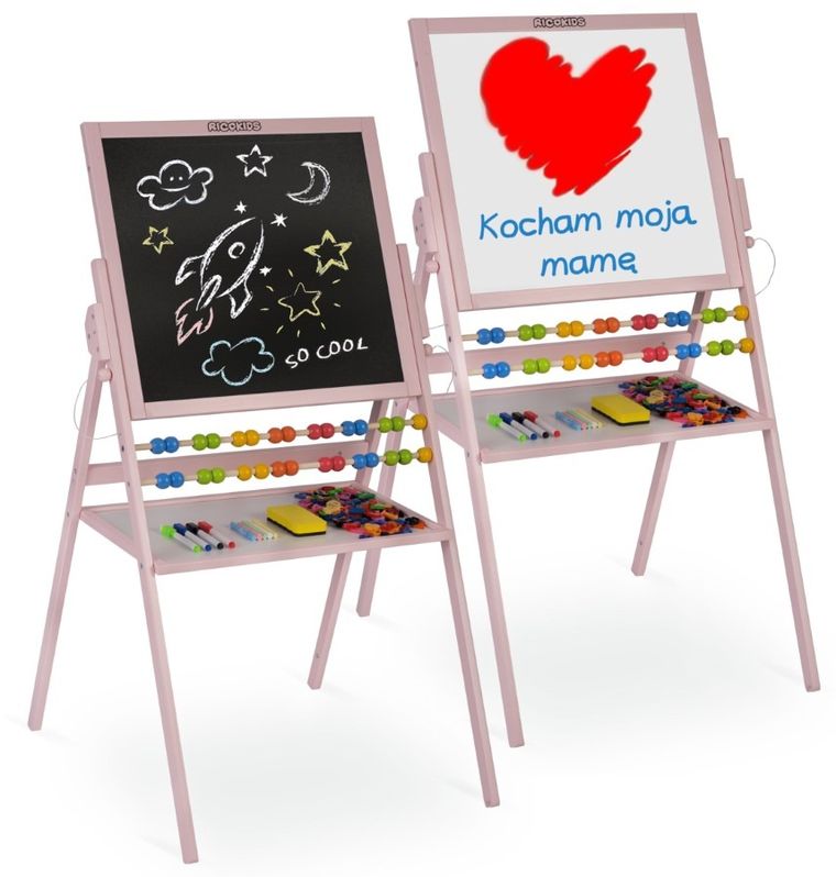 Ricokids, tablica magnetyczna, drewniana, 101-57-55 cm, różowa