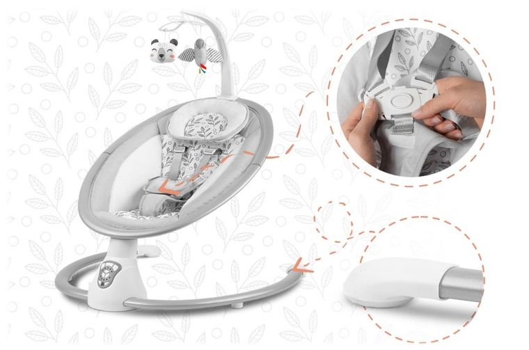 Ricokids, wielofunkcyjny leżaczek bujaczek, biało-szary