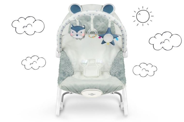 Ricokids, wielofunkcyjny leżaczek bujaczek, minky, jasny szary