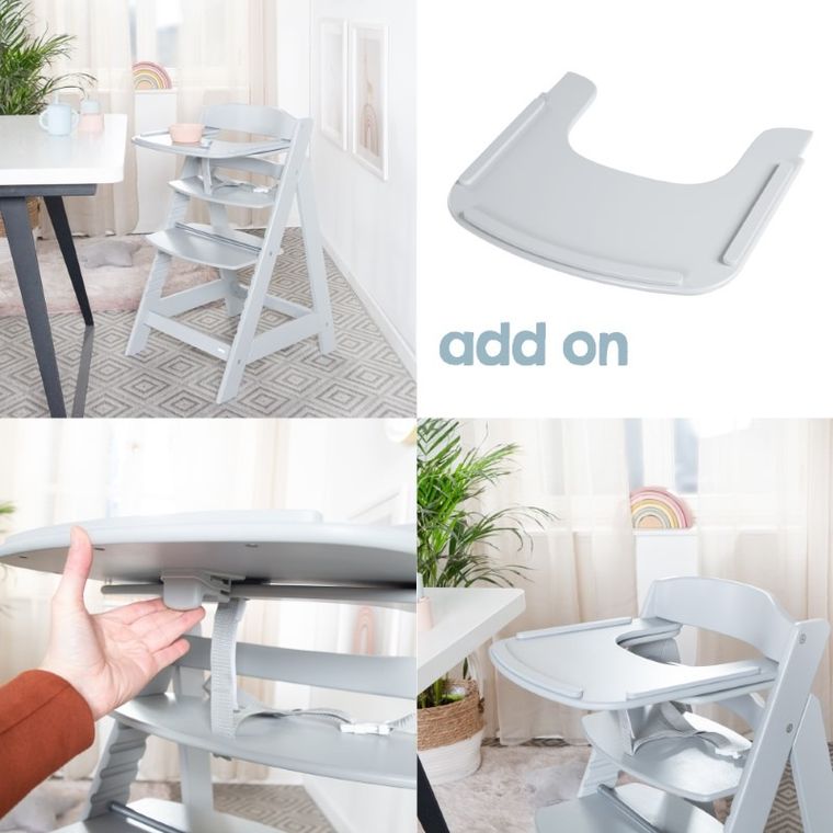 Roba, Sit Up Flex, drewniane krzesełko, szare