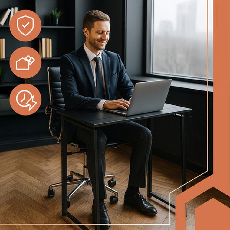 Ruhhy, biurko składane drewniane, czarne