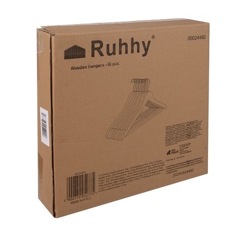 Ruhhy, wieszak na ubrania, drewniany, 10 szt.