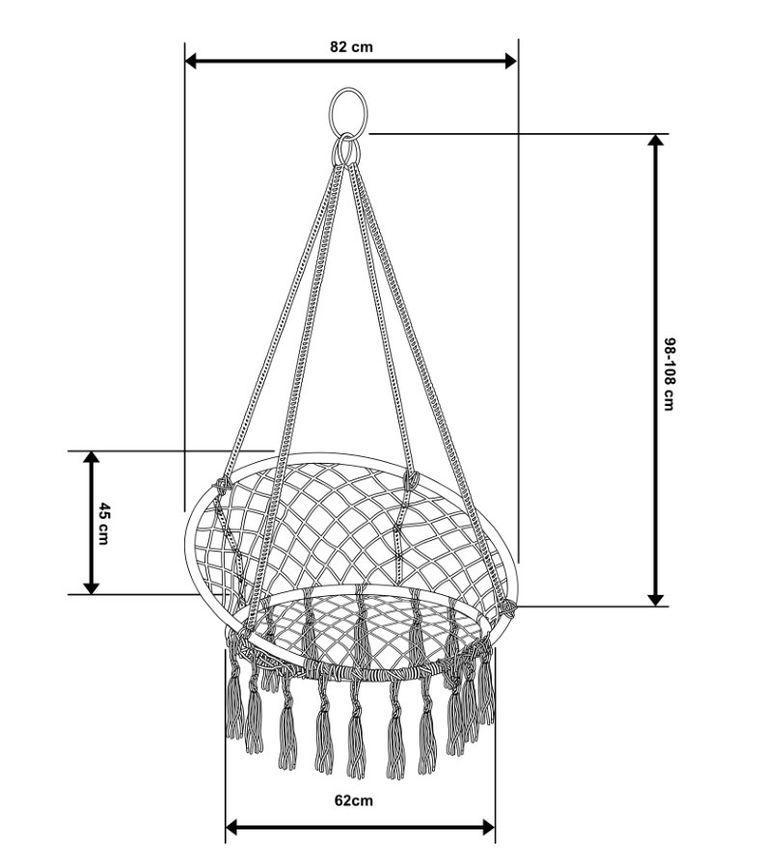 Saska Garden, hamak ażurowy, fotel wiszący, ecru, 80-60 cm