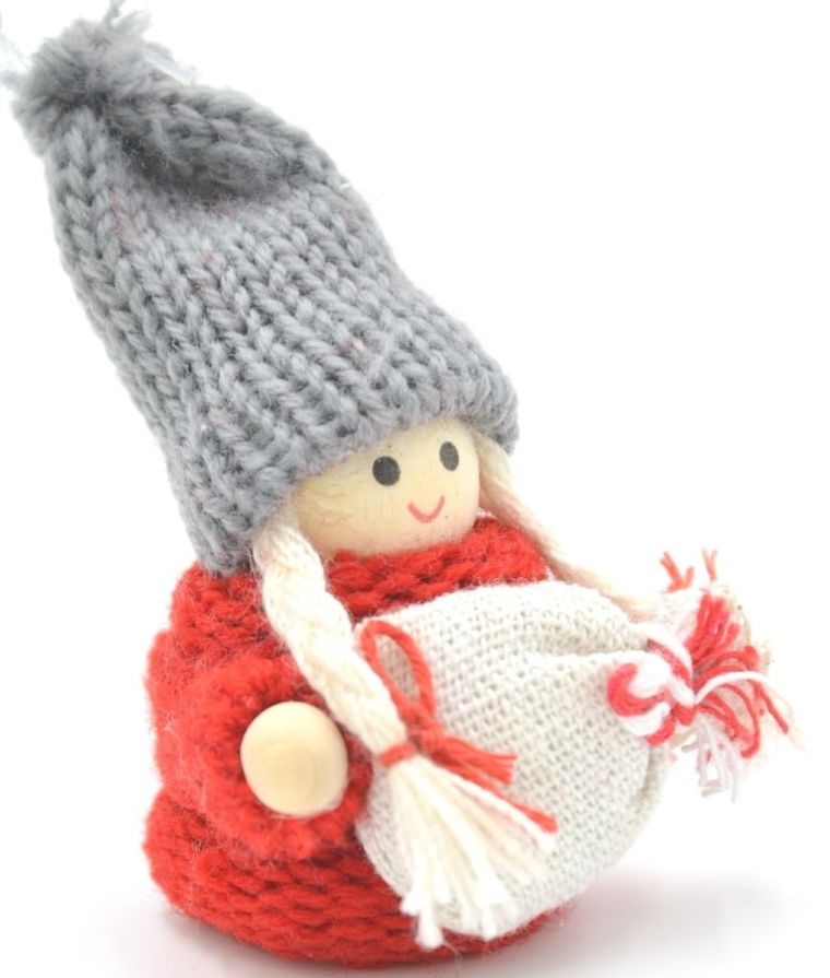 Saska Garden, laleczka dekoracyjna z workiem, czerwona, 7,5 cm