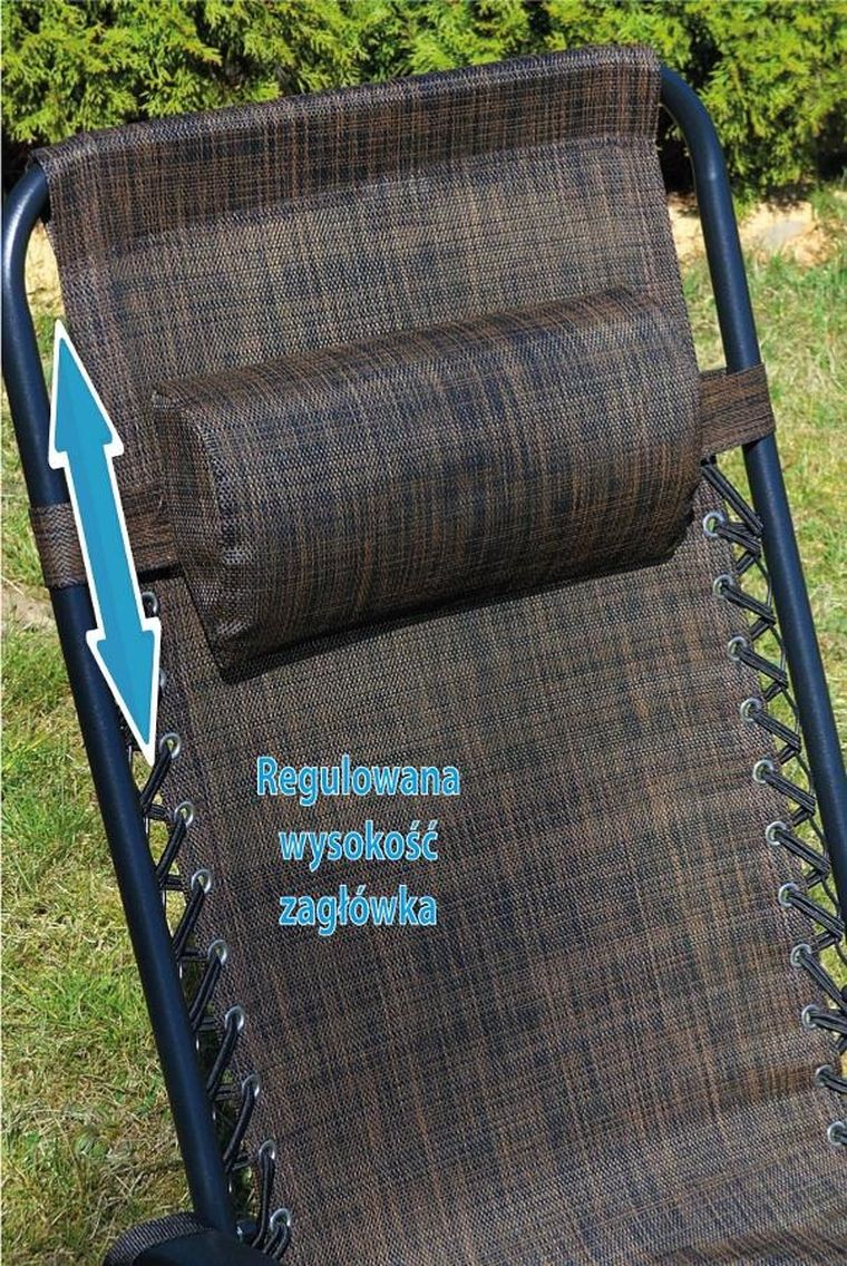 Saska Garden, składany leżak ogrodowy, brązowy, 175-52/65-107 cm