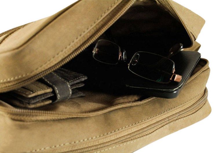 Saszetka do ręki, brązowa, skórzana, Always Wild