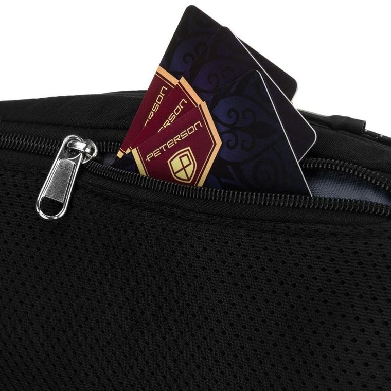 Saszetka na biodro, nerka, czarna, Peterson