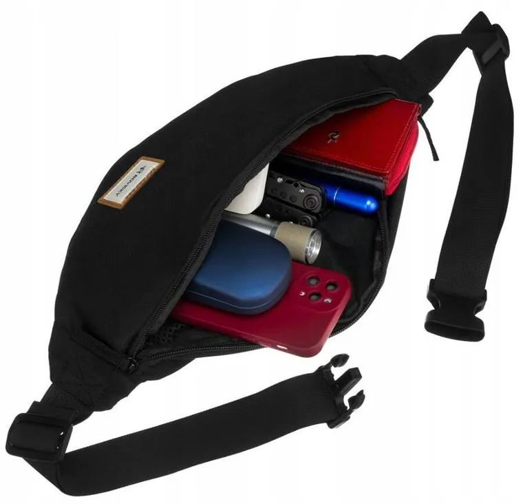 Saszetka na biodro, nerka, czarna, Rovicky