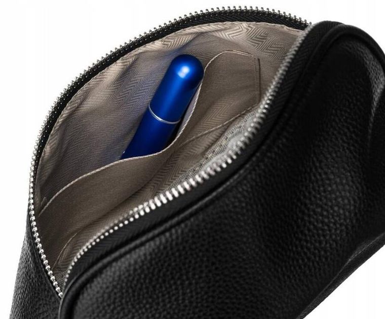 Saszetka na biodro, nerka, czarna, skóra ekologiczna, Rovicky