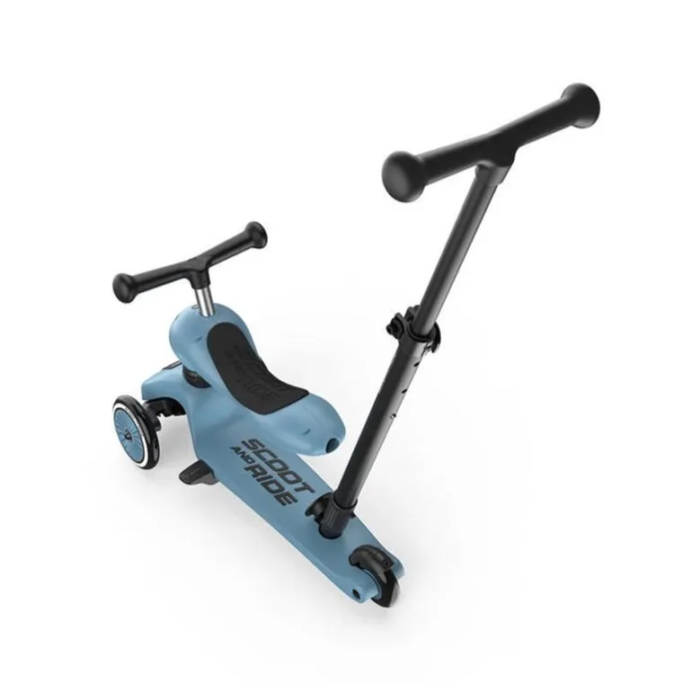 Scoot & Ride, Highwaykick 1, Push and Go, jeździk i hulajnoga z rączką do prowadzenia 2w1, Steel