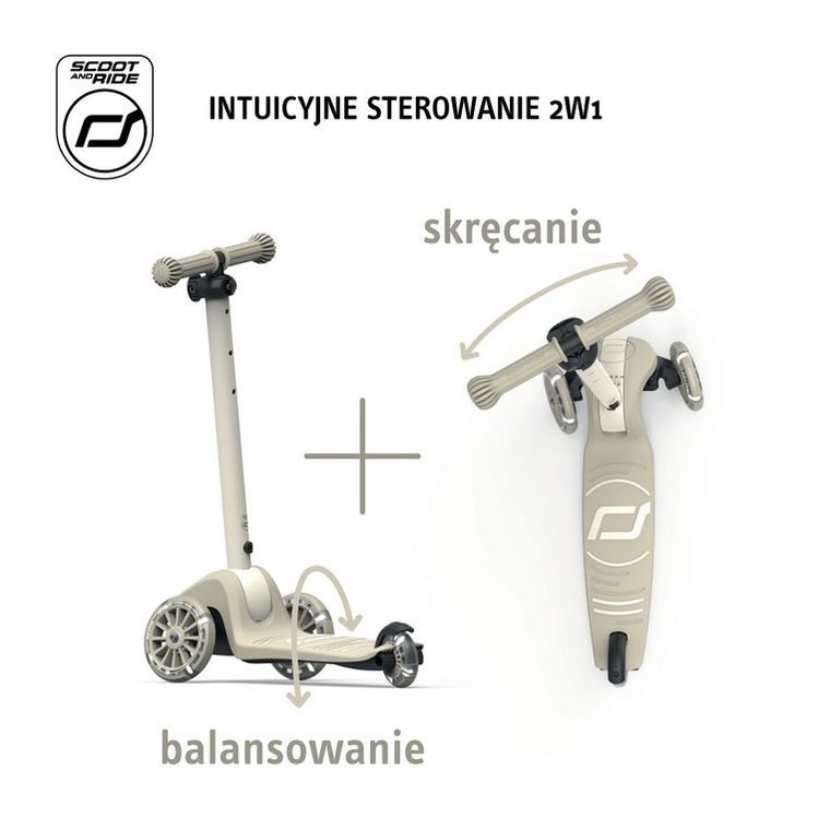 Scoot & Ride, Highwaykick 3S, hulajnoga z systemem sterowania 2w1, Ash