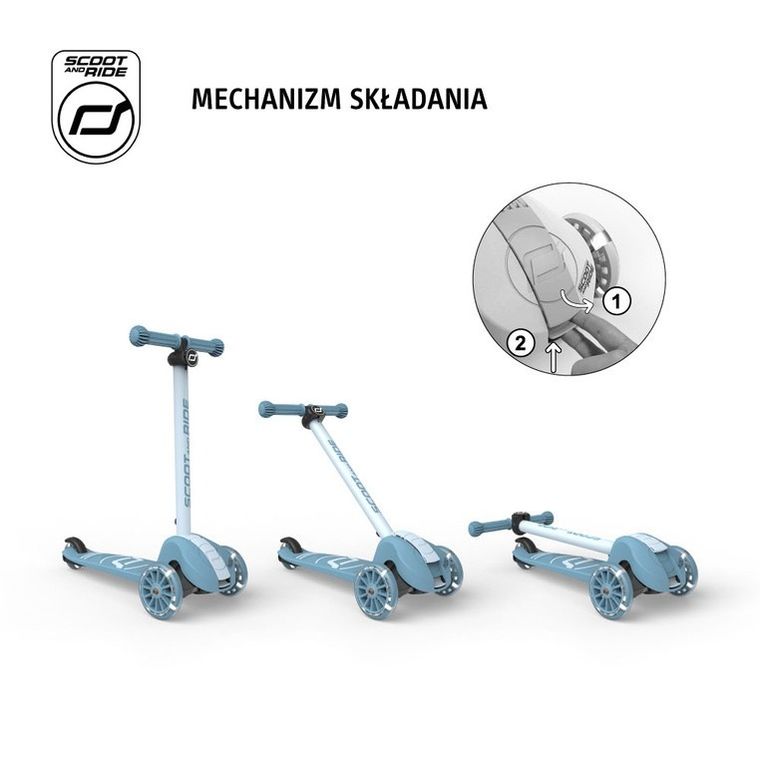 Scoot & Ride, Highwaykick 3S, hulajnoga z systemem sterowania 2w1, Steel