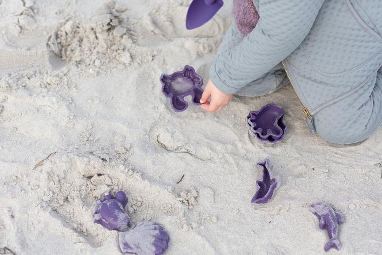 Scrunch, silikonowe foremki do piasku, szałwiowy, 4 szt.