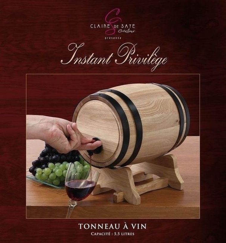 Secret de Gourmet, beczka na wino z dozownikiem, drewniana baryłka, 5,5 l