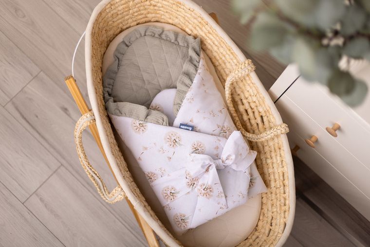 Sensillo, Dmuchawce, rożek niemowlęcy, muślinowy, beżowy, 75-75 cm