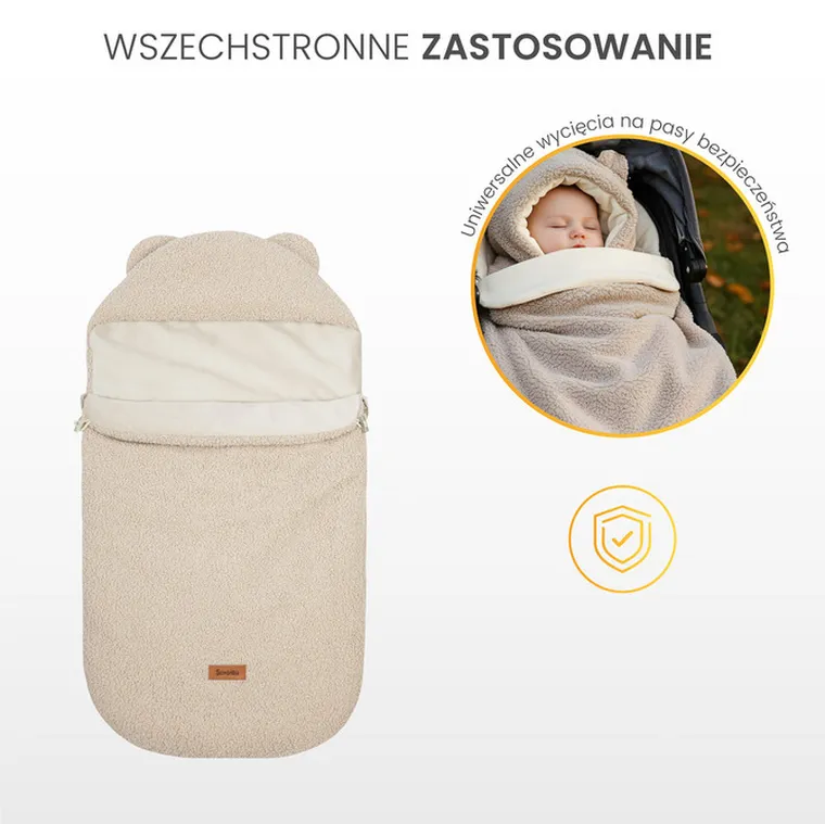 Sensillo, śpiworek 3w1, baranek, ciemny beż