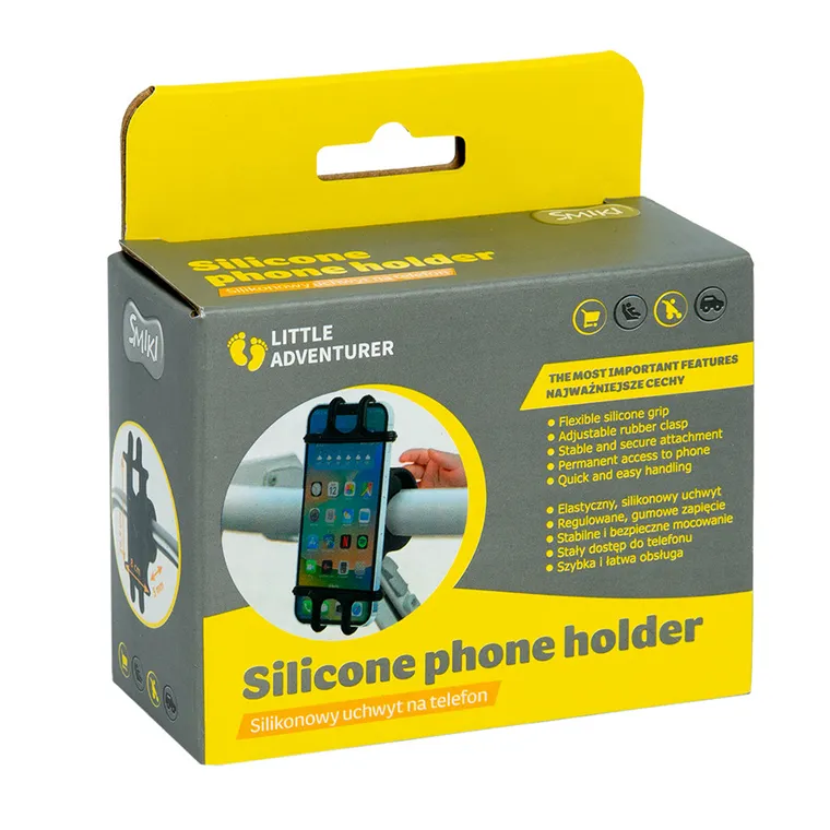 Smiki, Little Adventurer, silikonowy uchwyt na telefon, czarny