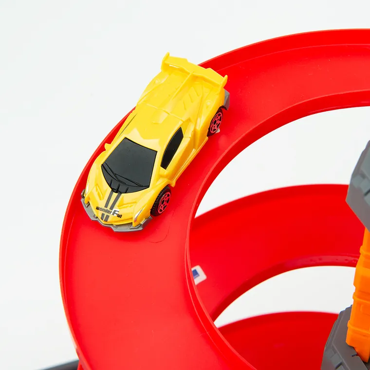 Smiki, tor wyścigowy z parkingiem i windą, zestaw z pojazdami, 68 elementów