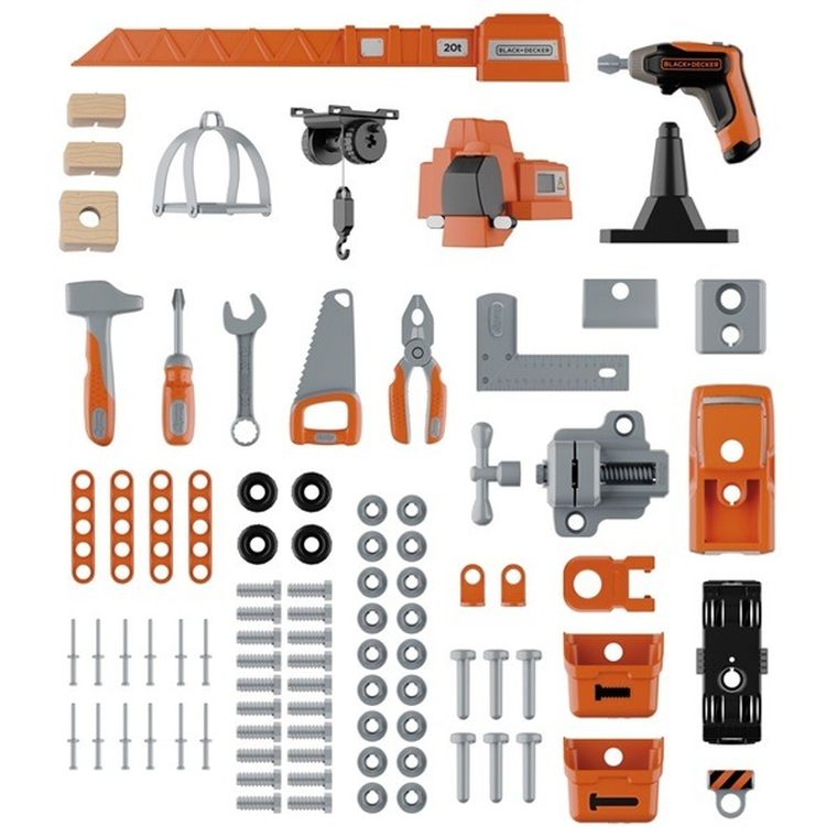 Smoby, Black+Decker, warsztat z dźwigiem, Bricolo Builder