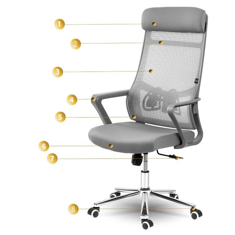Sofotel, Brema, fotel biurowy z mikrosiatki, szary