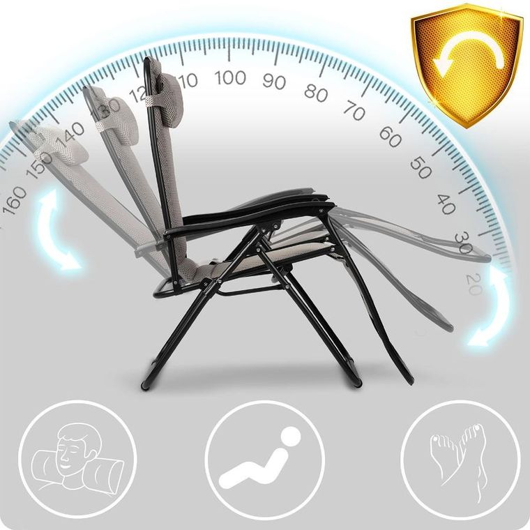 Sofotel, ChillWell Soft, leżak ogrodowy składany z poduszką, szary